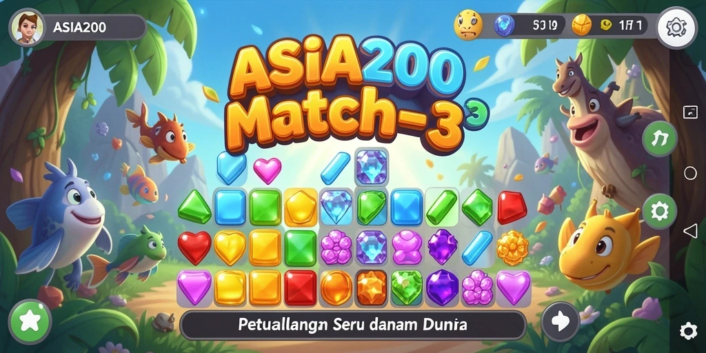 Tampilan gameplay keren yang penuh warna di ASIA200.