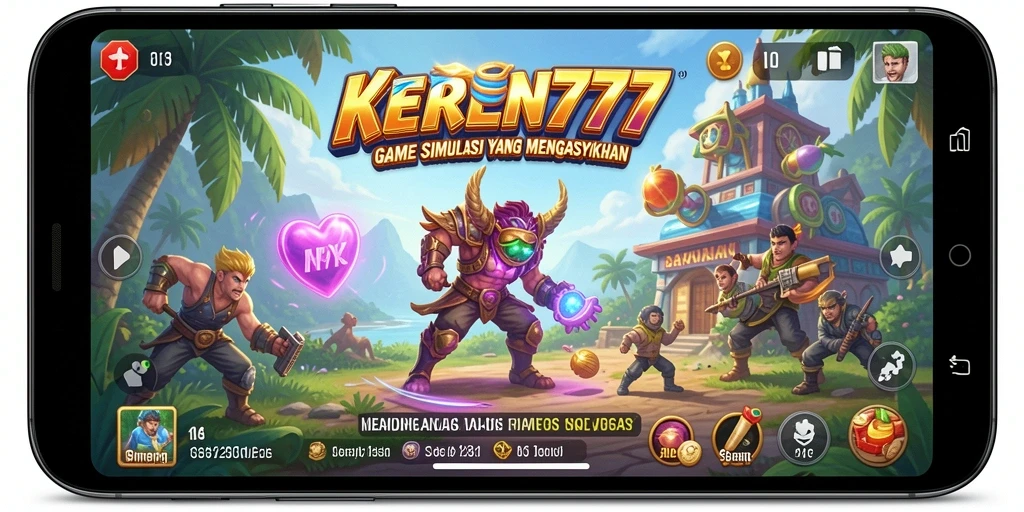 Tampilan gameplay KEREN777 yang penuh warna dan dinamis.