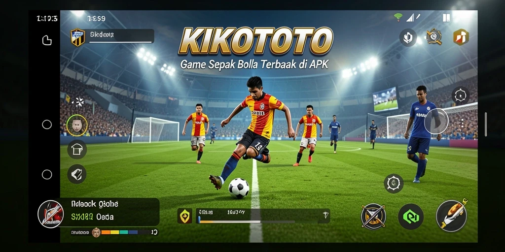 Gameplay KIKOTOTO yang menampilkan aksi bertanding sepak bola.