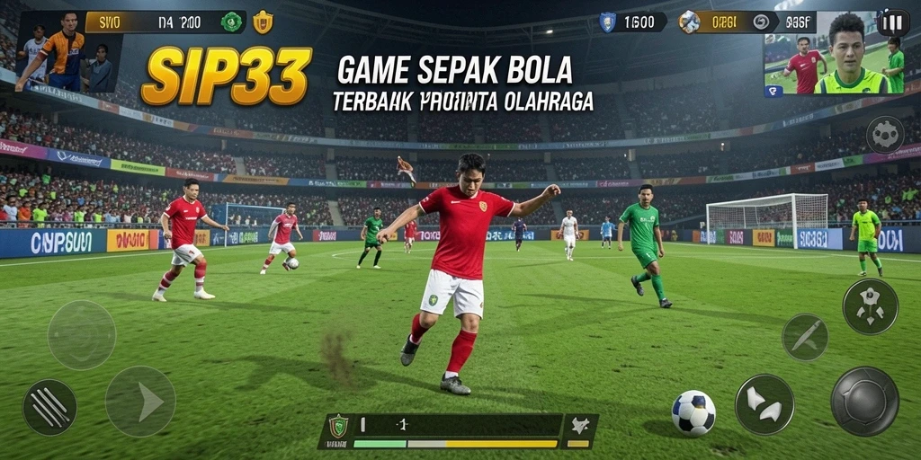 Tampilan gameplay realistis SIP33 saat pertandingan sepak bola.